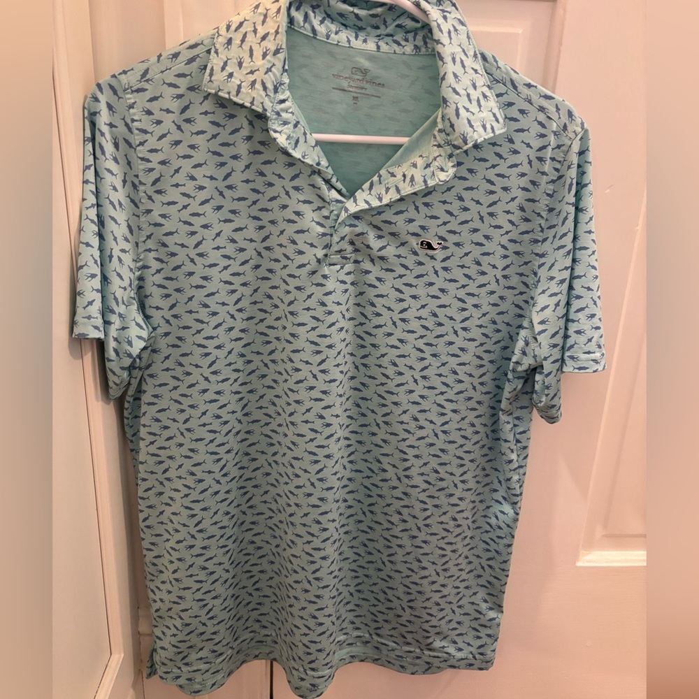 Vineyard Vines Light Blue Patterned Polo Shirt boys xl